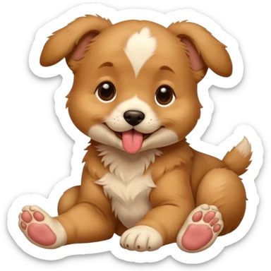 Puppy licking feet sticker