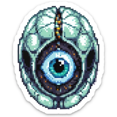 cranial, eye, MRI, SCAN, egg, embryonic, inside of glass egg, dark creature, eerie, otherworldly, crystal embryo, tiny embryo. fetoid shape sticker