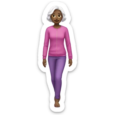 White skinned  Woman walking pink and purple clothes sticker