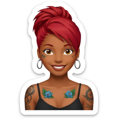 black woman with red hair and tattoos sticker