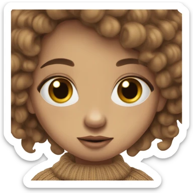 long brown hair gir￼l with septum ring brown eyes in a oversized sweater sticker