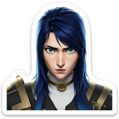 caitlyn portrait with blue hair sticker