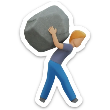 person lifting rock sticker