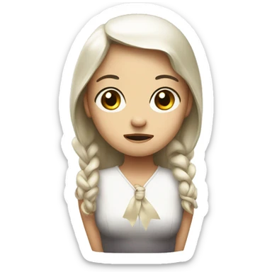 Pleading face girly with a white ribbon on the head sticker