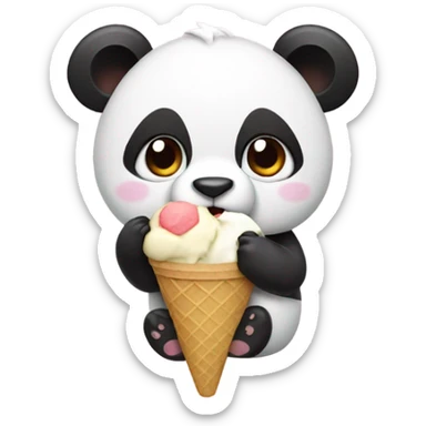 Panda eating ice cream sticker