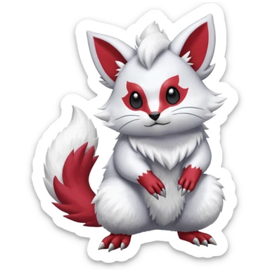  flurry fuzzy Absol-Furret-Zangoose-Chinchilla-fusion-animal-Fakémon-hybrid-creature  sticker