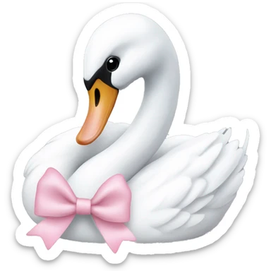 swan with a baby pink bow  sticker