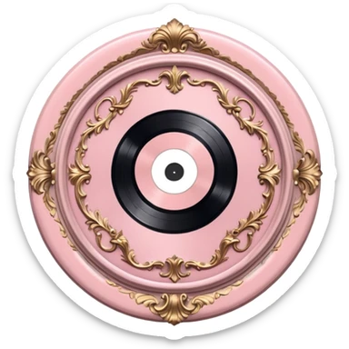 Vintage ornate rococo pale pink vinyl record sticker