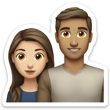 Brown hair brown eyed olive skin woman and brown hair blue eyes pale skin man sticker