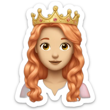 light red long hair crown sticker