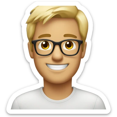 My friend Eric with his new Black - Brown glasses and a Funny smile. Blonde hair sticker