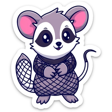 goth possum with fishnet gloves and black eyeliner sticker