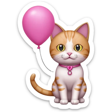 Cat with pink balloon sticker