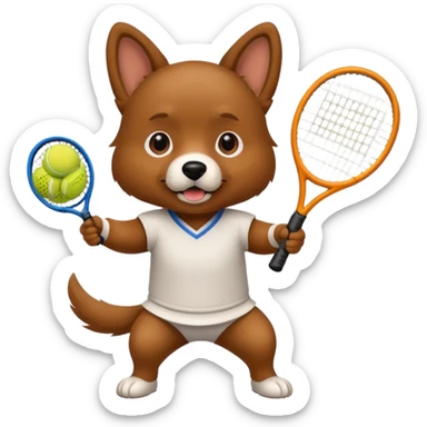 dog playing tennis sticker