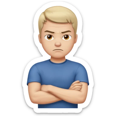 Angry guy with arms crossed around neck  sticker