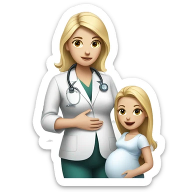 blonde doctor doing ultrasound on pregnant woman sticker
