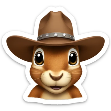 Squirrel wearing a cowboy hat sticker