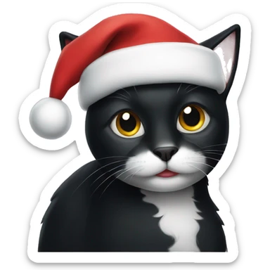 christmas black cat sticker
