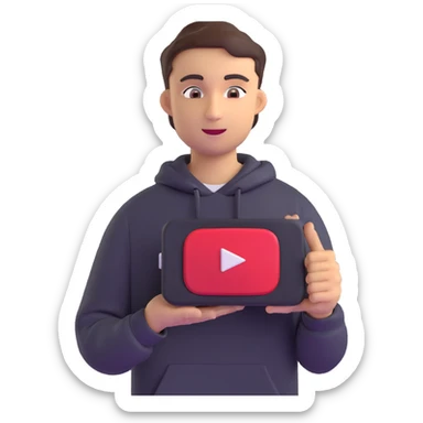 Jawed Karim holding a red YouTube play button sticker