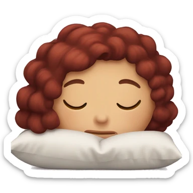 Girl with dark red hair sleeping on pillow  sticker