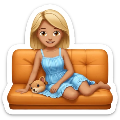 The girl works lying on the sofa sticker