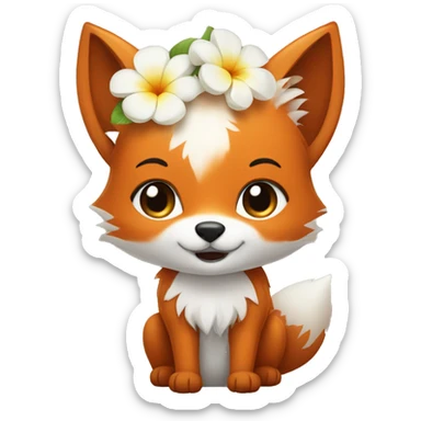 Cute Fox with a white flower on the head sticker