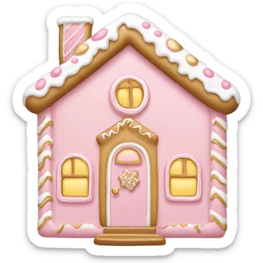 light pink and gold and white gingerbread house sticker