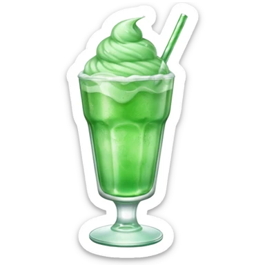 ice cream green soda on a glass with ice sticker