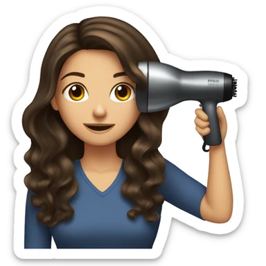 Brunette girl blow drying hair sticker