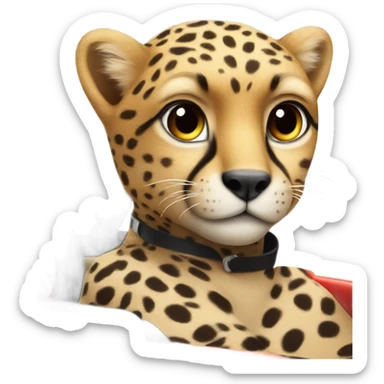 A cheetah in a race car sticker