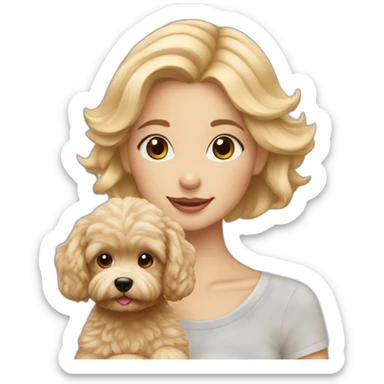 Blonde girl with maltipoo beige sticker