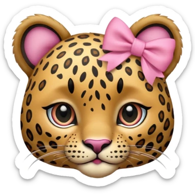 léopard avec une petite boucle rose sticker