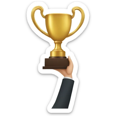 person lifting a trophy sticker