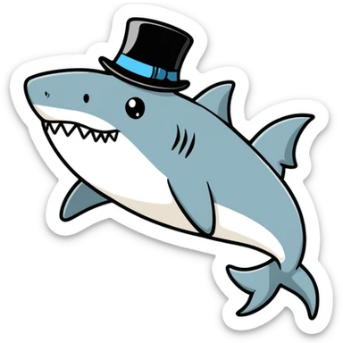 Shark with a top hat sticker
