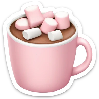 Light Pink mug of hot chocolate with marshmallows  sticker