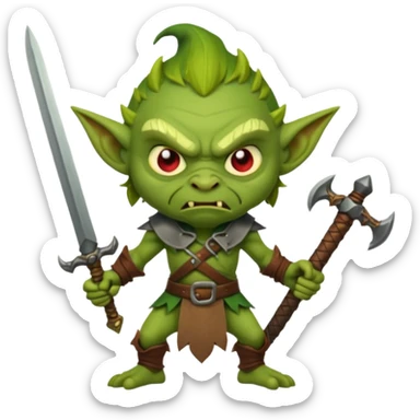 make an angry looking goblin holding a sword sticker