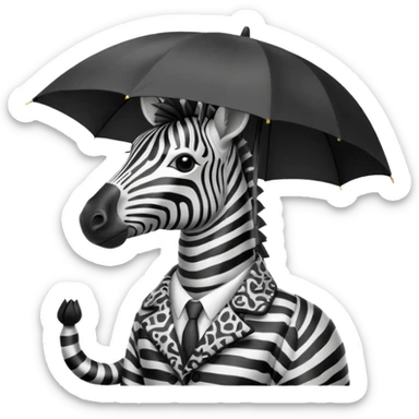 zebra with umbrella closeup view sticker