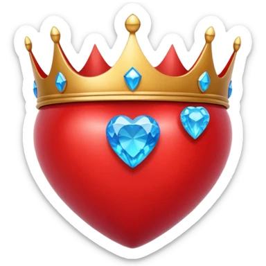 A red crown in the style of apple emojis, with a gem on the right sticker