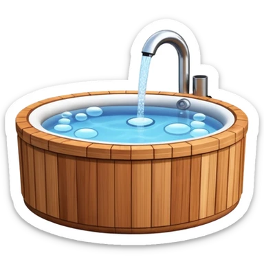 outdoor hot tub made of wood sticker