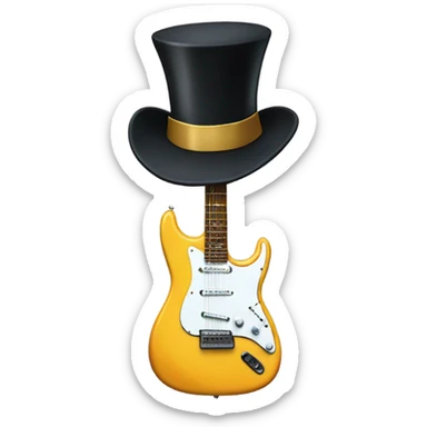 Electric guitar with a top hat sticker