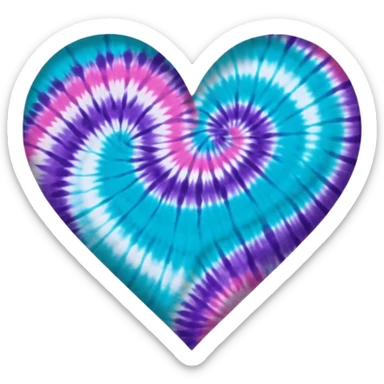 Turquoise, purple and pink tie dye heart sticker