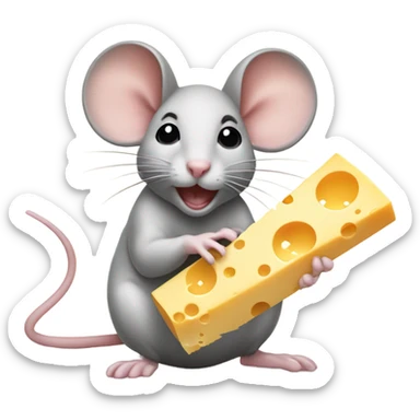 Mouse with cheese and bow sticker