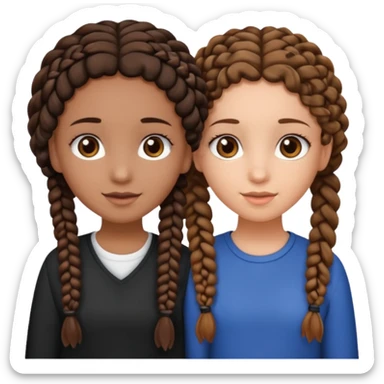 2 girl best friends. One is black with braids and brown eyes. One is white with curly brown hair with brown eyes no braids sticker