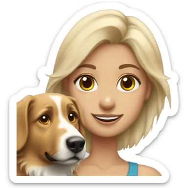 blonde girl with Australian Sheppard  sticker