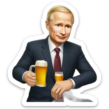 Le président  Vladimir poutine qui boie une bière sticker