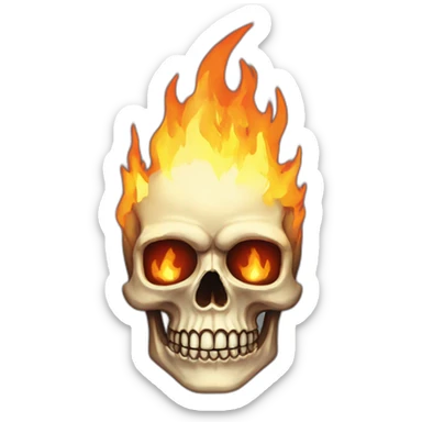 Skull on fire , pixel art sticker