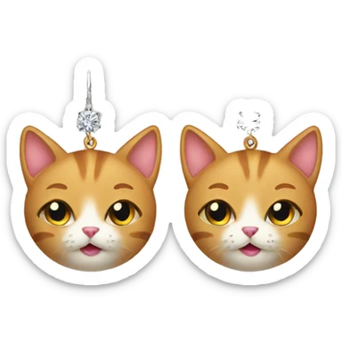 earrings with a cat sticker