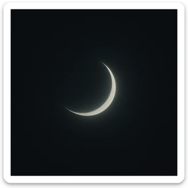 moonlight, minimal, crescent moon, dark background, subtle glow sticker
