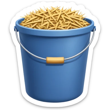 cow feed bucket object icon, bucket full of hay and grains, farm style, 3D cartoon, mobile game icon style, centered, clean background, no text, no watermark
 sticker