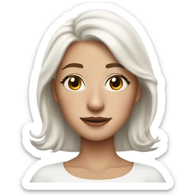 cute woman classy white hair girl and freckles face sticker